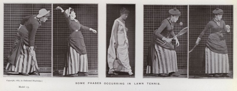 Hareket Halindeki İnsan Figürü: Çim tenisinde meydana gelen bazı evreler (s/b fotoğraf) by Eadweard Muybridge