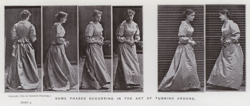 Hareket Halindeki İnsan Figürü: Dönme hareketinde meydana gelen bazı evreler (s/b fotoğraf) by Eadweard Muybridge