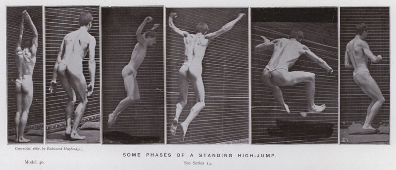 Hareket Halindeki İnsan Figürü: Ayakta yüksek atlamanın bazı aşamaları by Eadweard Muybridge