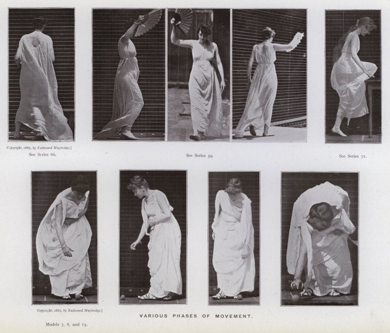 Hareket Halindeki İnsan Figürü: Hareketin çeşitli evreleri (s/b fotoğraf) by Eadweard Muybridge