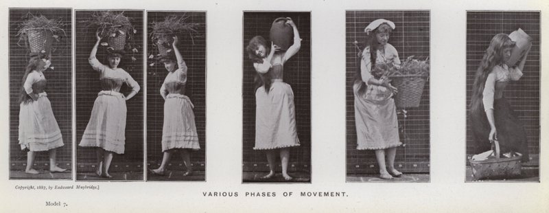 Hareket Halindeki İnsan Figürü: Hareketin çeşitli evreleri (s/b fotoğraf) by Eadweard Muybridge