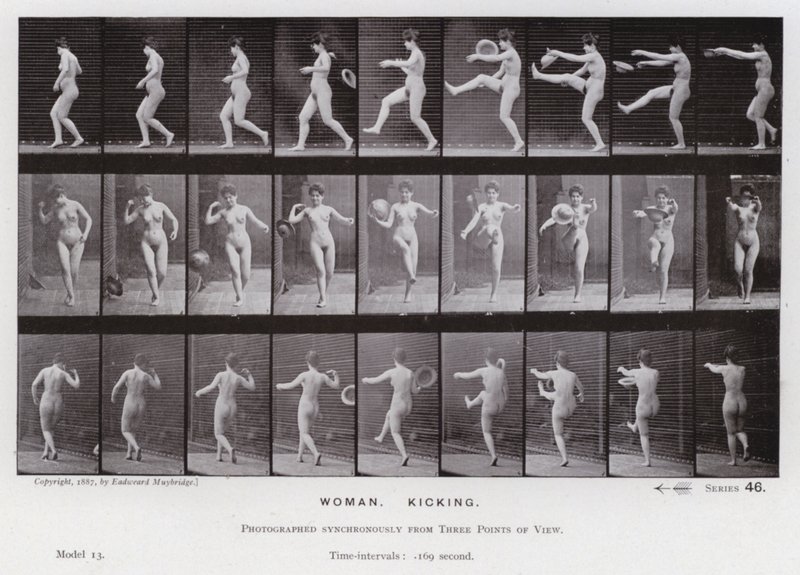 Hareket Halindeki İnsan Figürü: Kadın, Tekmeleme by Eadweard Muybridge