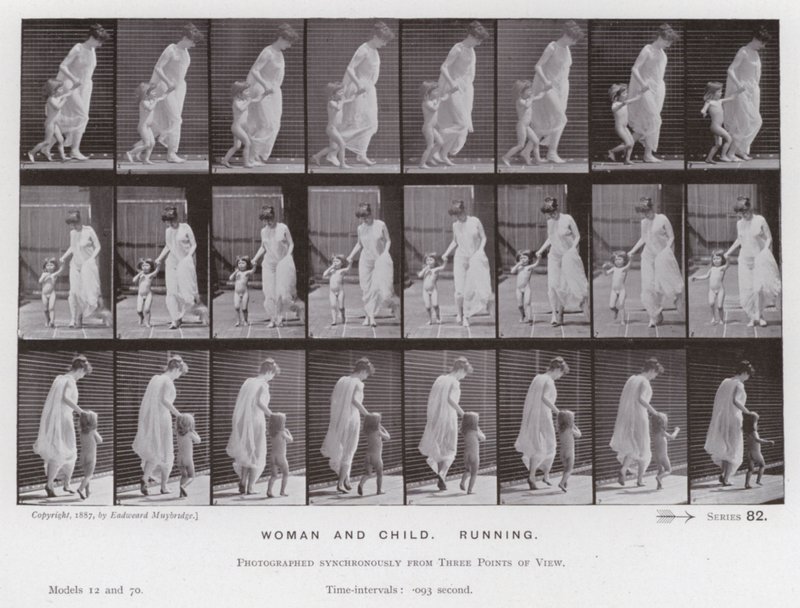 Hareket Halindeki İnsan Figürü: Kadın ve Çocuk, Koşmak by Eadweard Muybridge