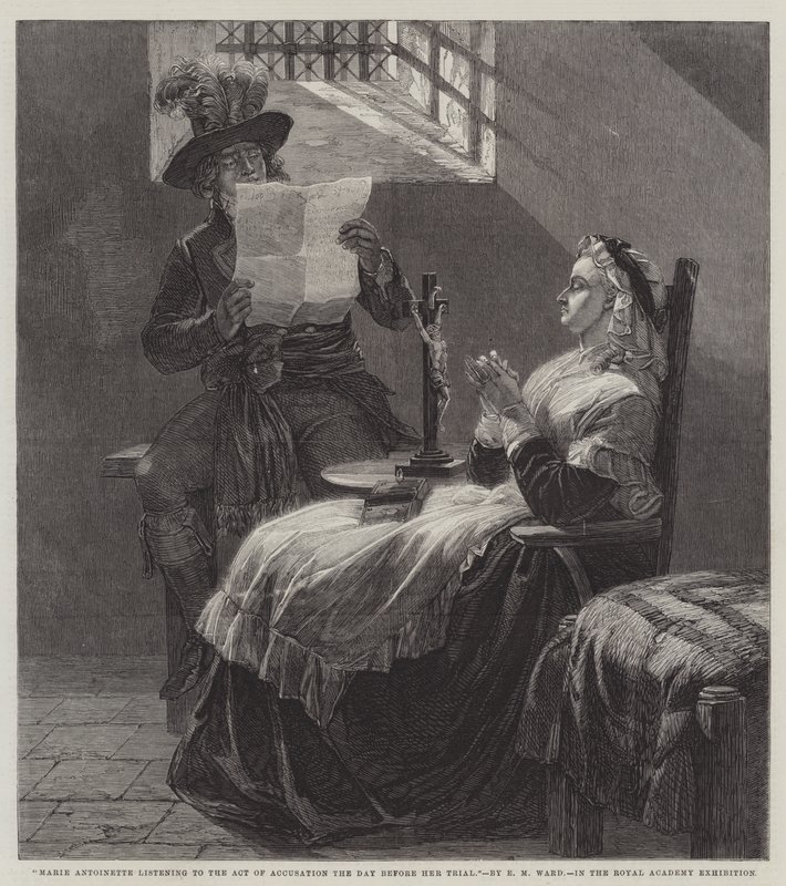 Marie Antoinette, Duruşmasından Bir Gün Önce Suçlama Yasasını dinliyor by Edgar Melville Ward