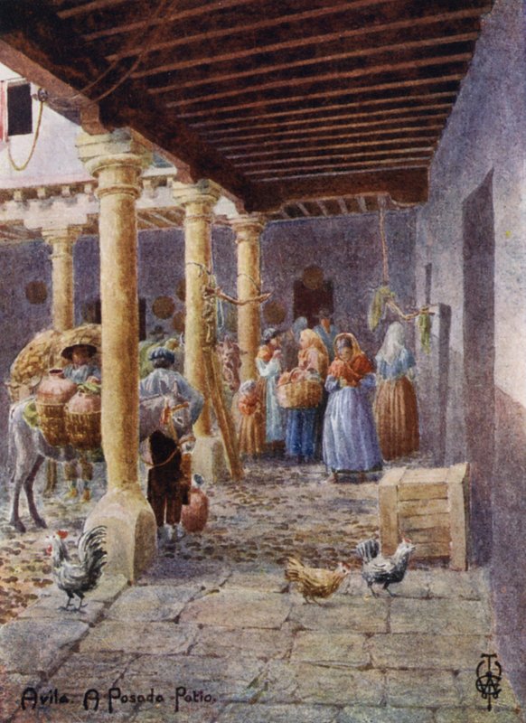 Kuzey İspanya: Avila, A Posada Patio (renkli taş) by Edgar T. A. Wigram
