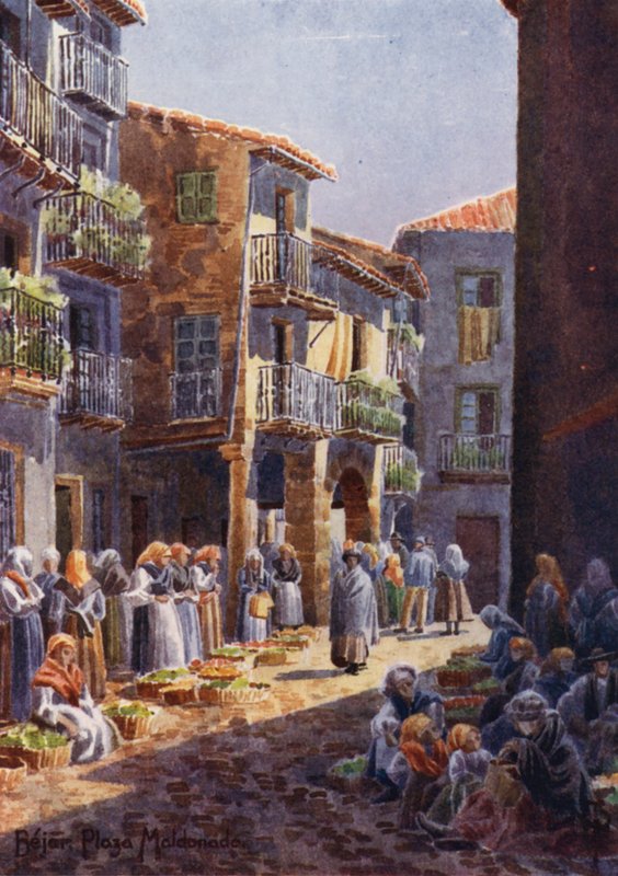 Kuzey İspanya: Bejar, Pazar Yerinde Bir Köşe (renkli taş) by Edgar T. A. Wigram