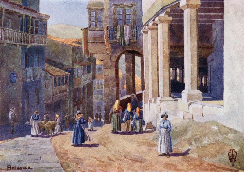 Kuzey İspanya: Betanzos, Sütunlu Calle (renkli taş) by Edgar T. A. Wigram