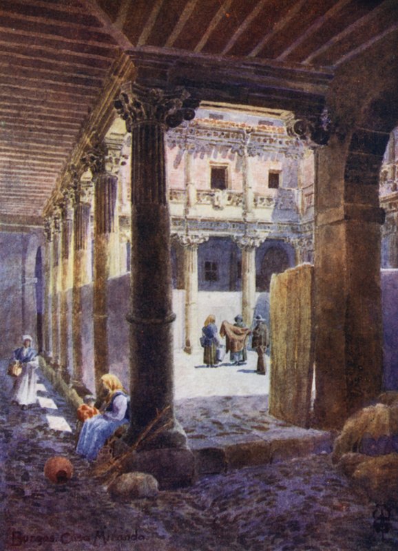 Kuzey İspanya: Burgos, Casa de Miranda Avlusu (renkli taş) by Edgar T. A. Wigram