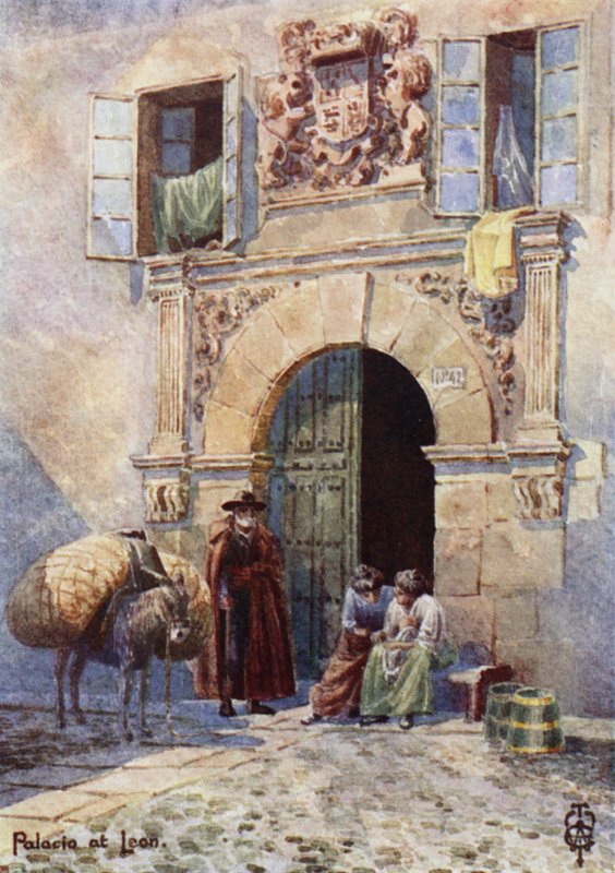 Kuzey İspanya: Leon, Eski Bir Saray Kapısı (renkli taş) by Edgar T. A. Wigram
