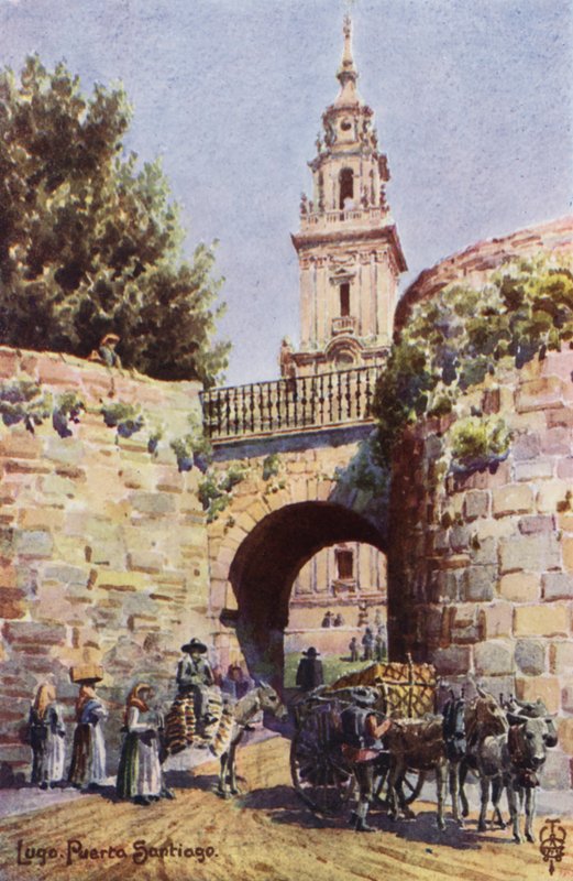 Kuzey İspanya: Lugo, Santiago Kapısı (renkli taş) by Edgar T. A. Wigram