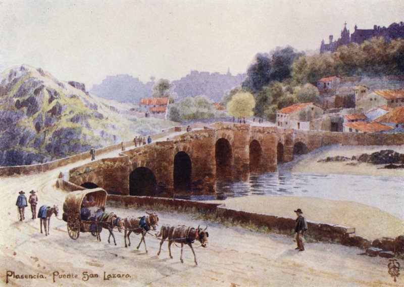 Kuzey İspanya: Plasencia, St. Lazarus Köprüsü (renkli taş) by Edgar T. A. Wigram