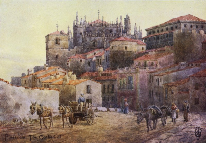 Kuzey İspanya: Plasencia, Şehir Surları ve Katedral (renkli taş) by Edgar T. A. Wigram