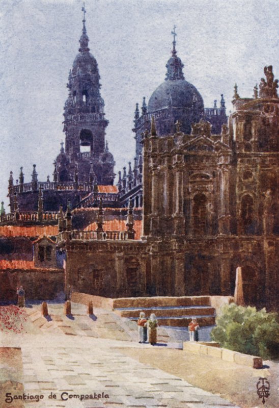 Kuzey İspanya: Santiago de Compostela, Kuzeydoğudan Katedral (renkli taş) by Edgar T. A. Wigram