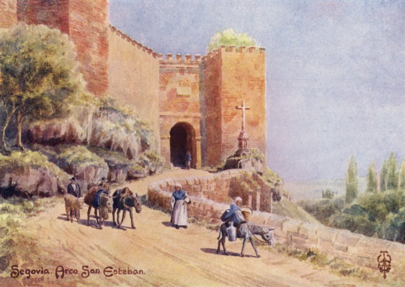 Kuzey İspanya: Segovia, Arco San Esteban (renkli taş) by Edgar T. A. Wigram