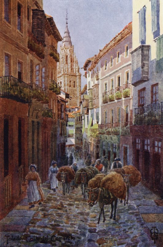 Kuzey İspanya: Toledo, Calle del Comercio, Katedral Kulesi ile (renkli taş) by Edgar T. A. Wigram