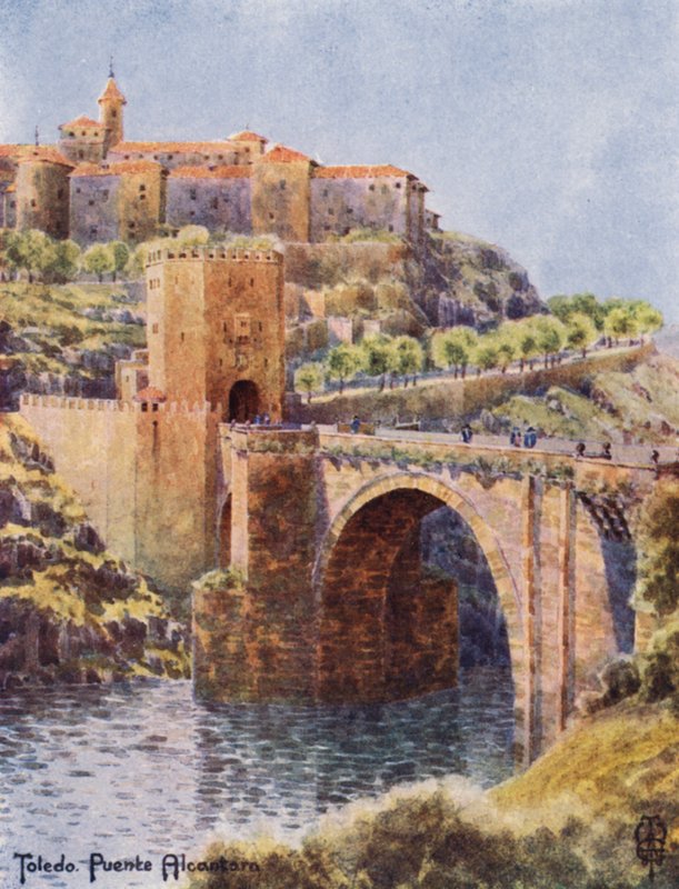 Kuzey İspanya: Toledo, Alcantara Köprüsü (renkli taş) by Edgar T. A. Wigram