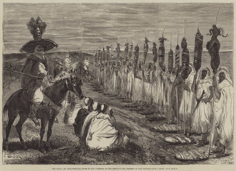 Diffa, Fransız İmparatoru ve İmparatoriçesi'nin huzurunda verilen bir Arap Festivali by Edmond Morin