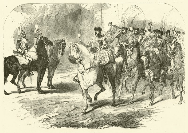 At Muhafızları Bandosu (gravür) by Edmond (after) Morin