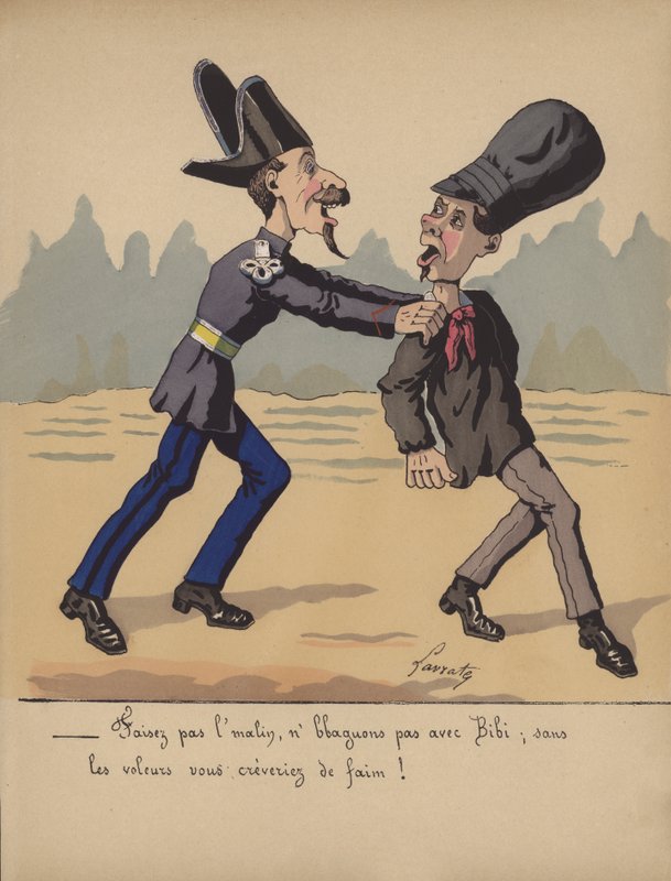 Bir hırsızı tutuklayan polis (renkli taş) by Edmond Lavrate