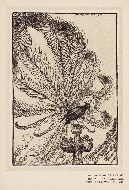 Kaiser#39;in Çelengi: Rheims#39;in Küçük Kargası, Kardinalin Yüzüğü ve Ödünç Alınmış Tüyler (litho) by Edmund Joseph (after) Sullivan