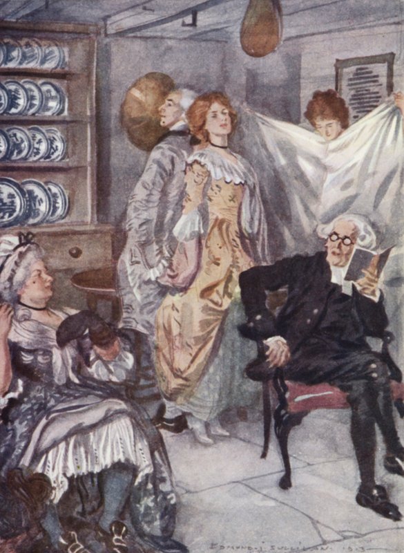 Oliver Goldsmith tarafından Wakefield Papazı için illüstrasyon (renkli taş) by Edmund Joseph Sullivan
