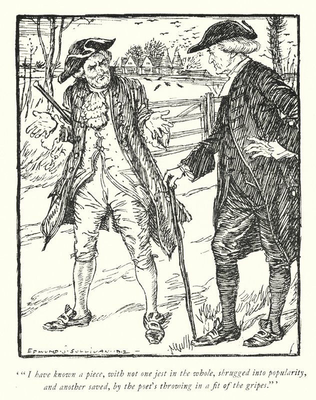 Oliver Goldsmith (lito) tarafından Wakefield Papazı için illüstrasyon by Edmund Joseph Sullivan