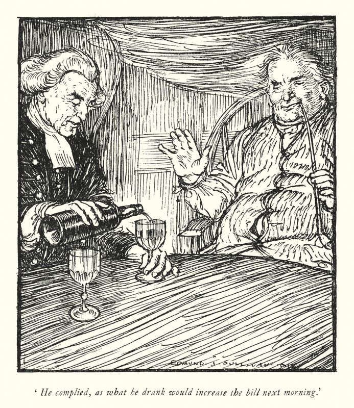 Oliver Goldsmith (lito) tarafından Wakefield Papazı için illüstrasyon by Edmund Joseph Sullivan