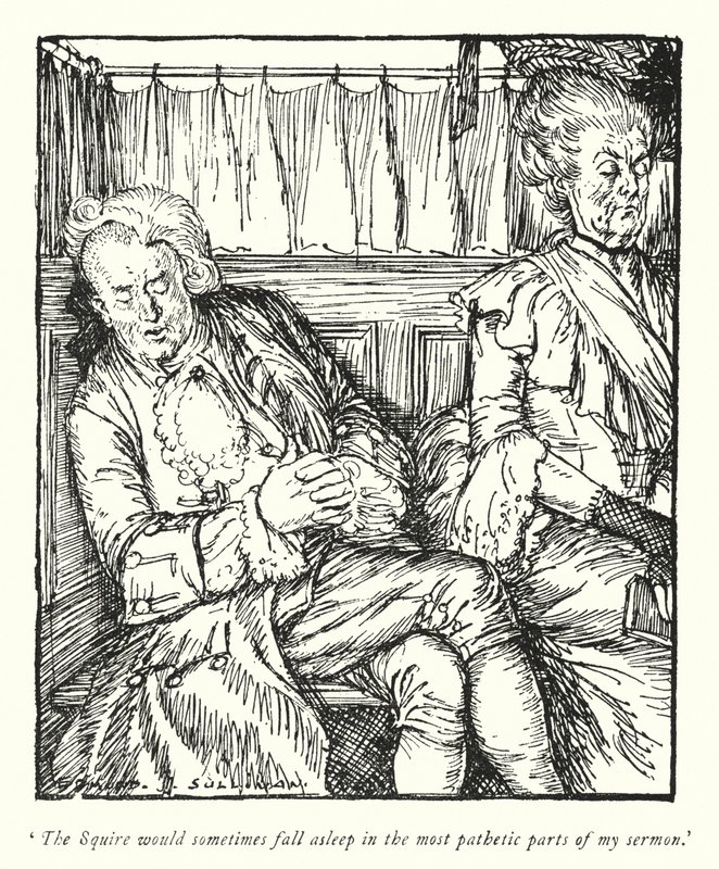 Oliver Goldsmith (lito) tarafından Wakefield Papazı için illüstrasyon by Edmund Joseph Sullivan