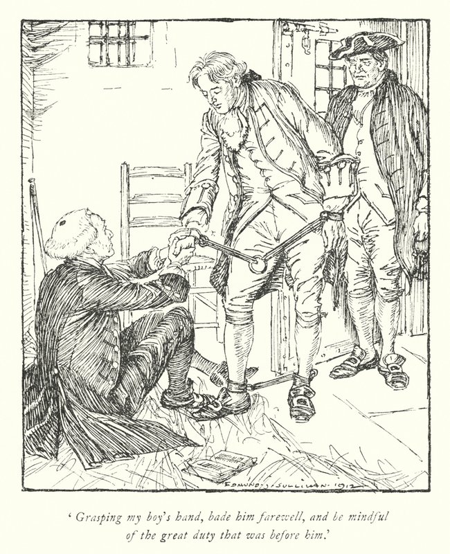 Oliver Goldsmith (lito) tarafından Wakefield Papazı için illüstrasyon by Edmund Joseph Sullivan