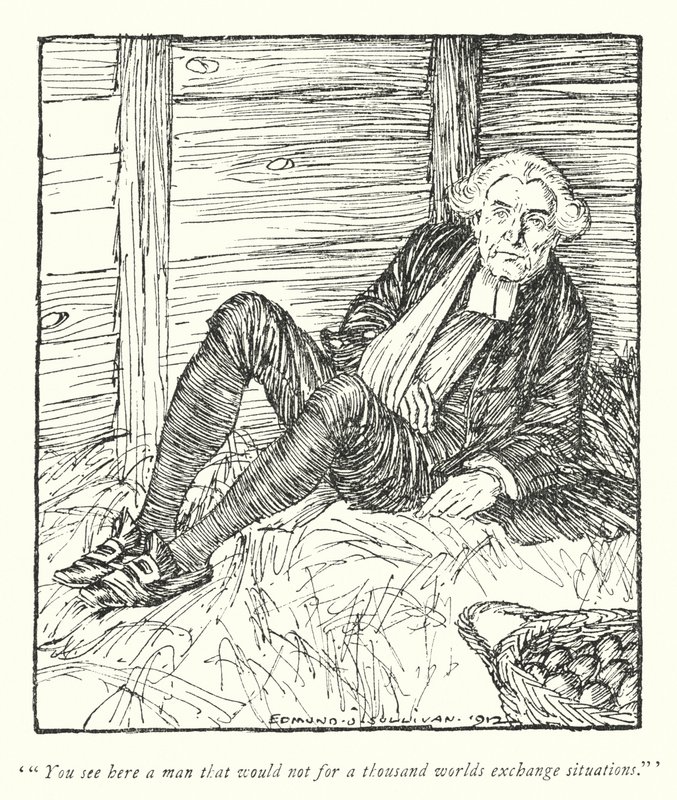 Oliver Goldsmith (lito) tarafından Wakefield Papazı için illüstrasyon by Edmund Joseph Sullivan