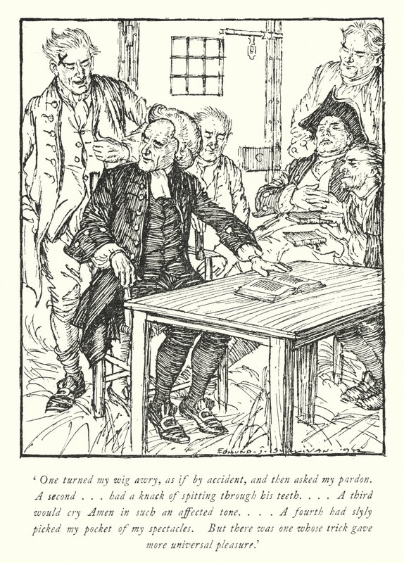 Oliver Goldsmith (lito) tarafından Wakefield Papazı için illüstrasyon by Edmund Joseph Sullivan