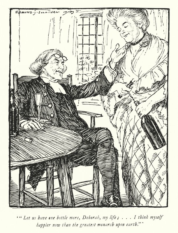 Oliver Goldsmith (lito) tarafından Wakefield Papazı için illüstrasyon by Edmund Joseph Sullivan