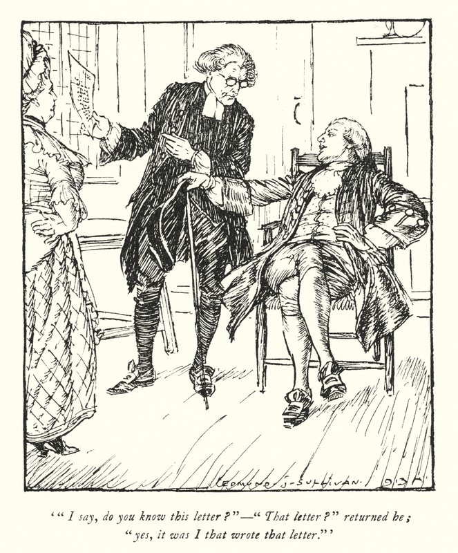 Oliver Goldsmith (lito) tarafından Wakefield Papazı için illüstrasyon by Edmund Joseph Sullivan
