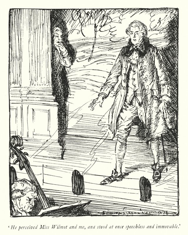 Oliver Goldsmith (lito) tarafından Wakefield Papazı için illüstrasyon by Edmund Joseph Sullivan