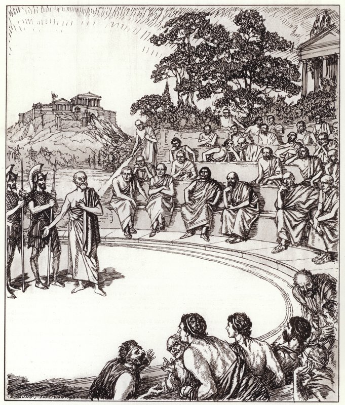 Yargıçlarının huzurunda Sokrates (lito) by Edmund Joseph Sullivan