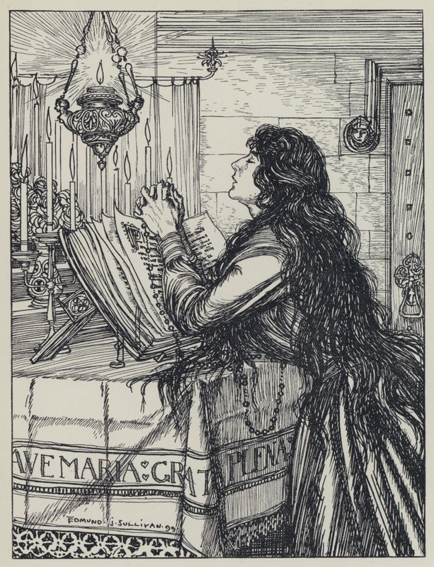 Tennyson, A Dream of Fair Women ve Diğer Şiirler için İllüstrasyon by Edmund Joseph after Sullivan