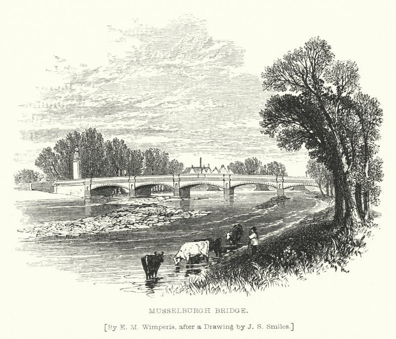 Musselburgh Köprüsü (gravür) by Edmund Morison (after) Wimperis