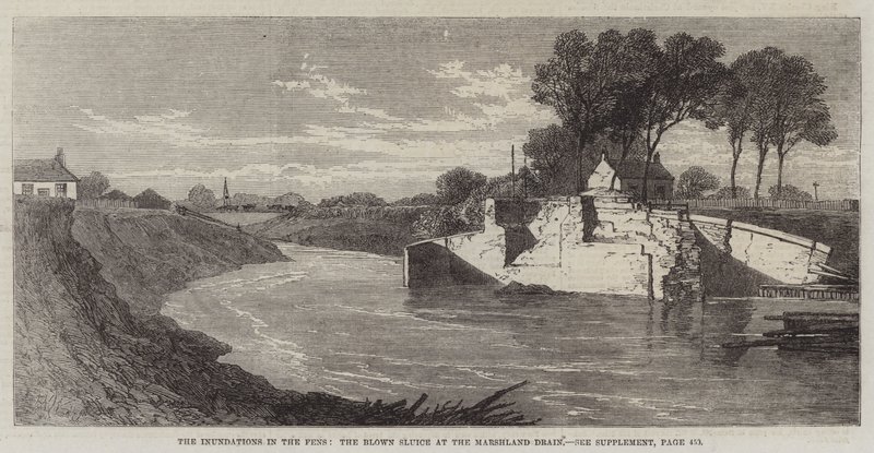 Bataklıklardaki Su Baskınları, Bataklık Drenajındaki Şişmiş Savak by Edmund Morison Wimperis