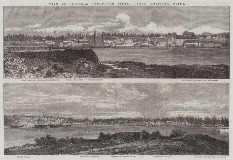 Hospital Point'ten Victoria, Vancouver Adası'nın görünümü by Edmund Morison Wimperis