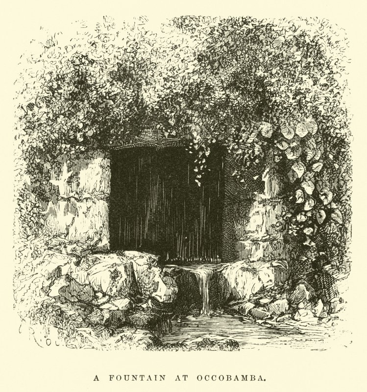 A fountain at Occobamba  by Edouard Riou