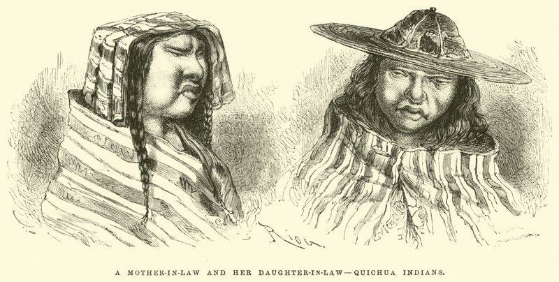 Kayınvalidesi ve gelini Quichua Kızılderilileri by Edouard Riou
