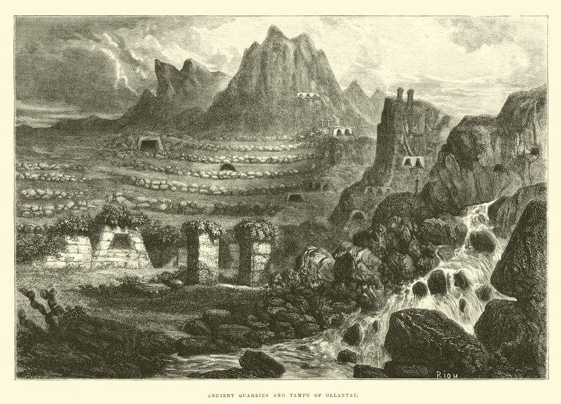 Ollantay antik taş ocakları ve Tampu by Edouard Riou