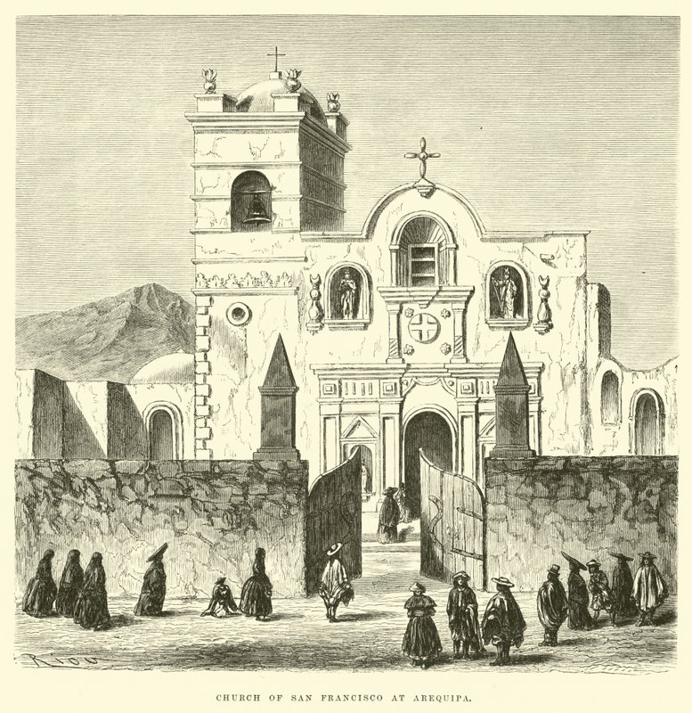 Church of San Francisco at Arequipa  by Edouard Riou