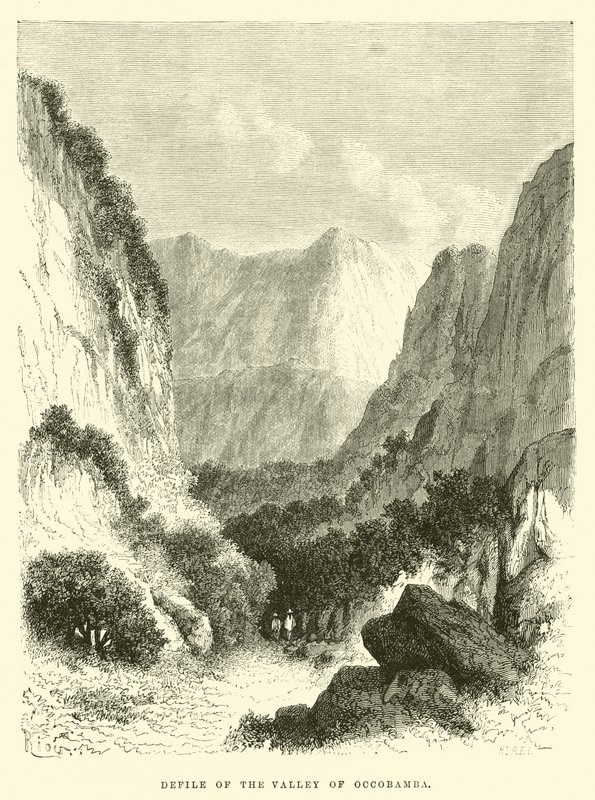 Defile of the Valley of Occobamba  by Edouard Riou