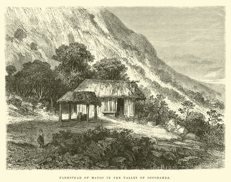 Farmstead of Mayoc in the Valley of Occobamba  by Edouard Riou