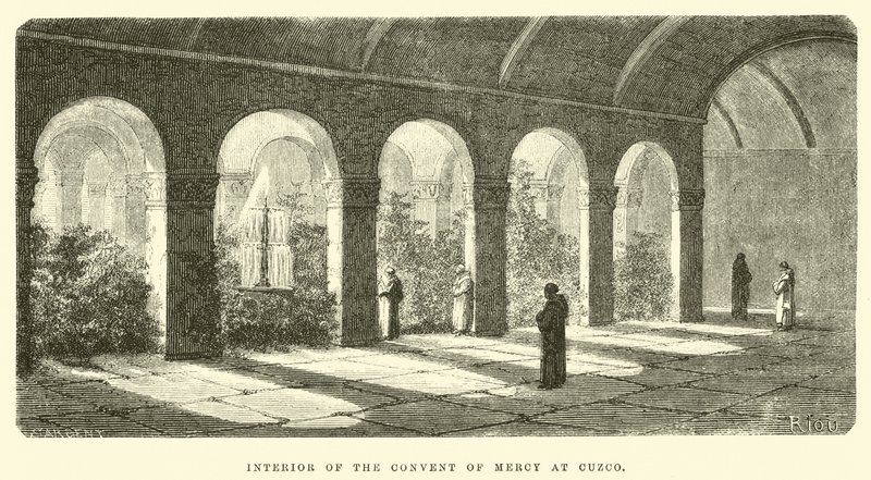Interior of the Convent of Mercy at Cuzco  by Edouard Riou