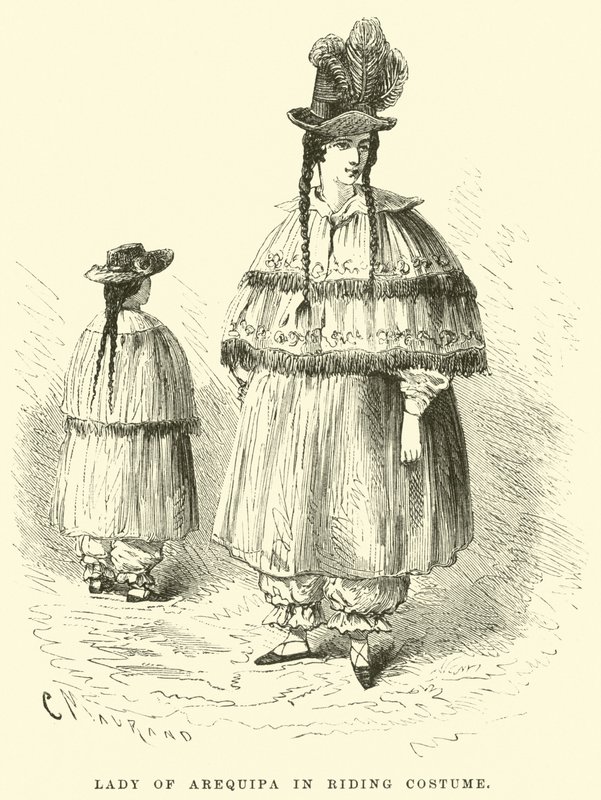 Arequipa Leydisi binicilik kostümü içinde by Edouard Riou