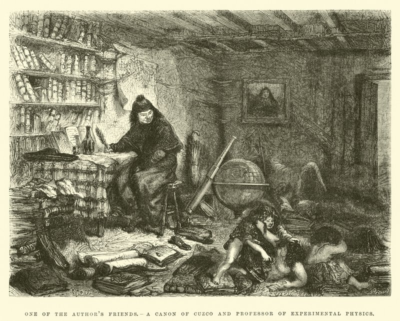 Yazarın arkadaşlarından biri, bir Canon of Cuzco ve Deneysel Fizik Profesörü by Edouard Riou