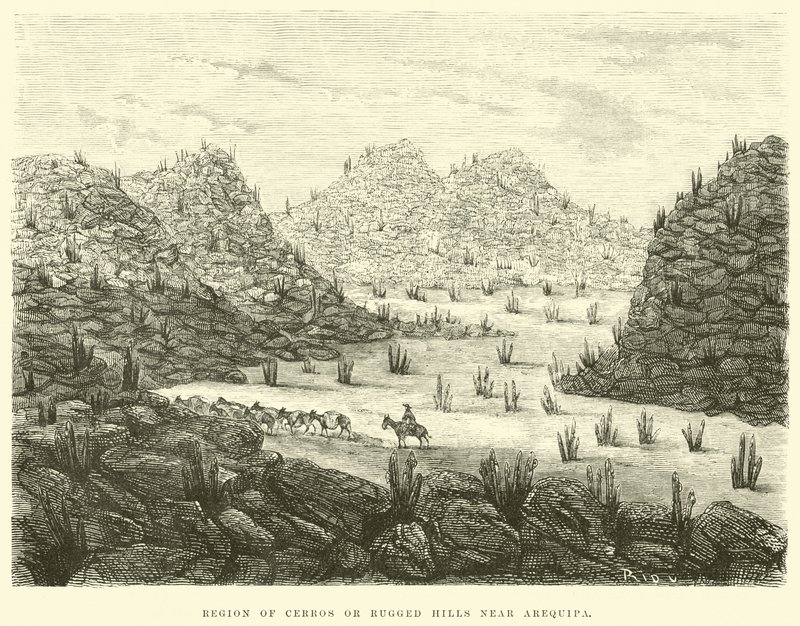 Arequipa yakınlarındaki Cerros Bölgesi veya Engebeli tepeler by Edouard Riou