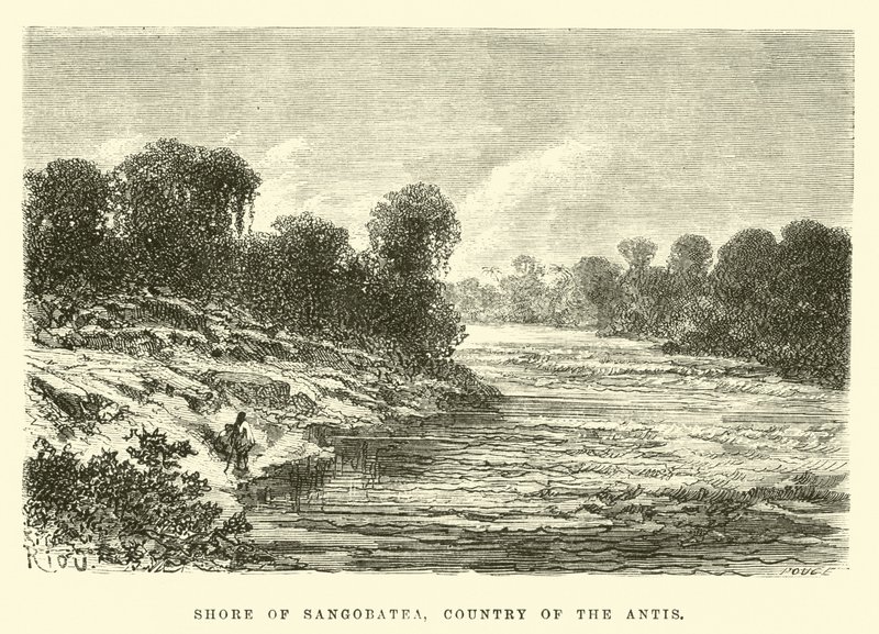 Shore of Sangobatea, Country of the Antis  by Edouard Riou